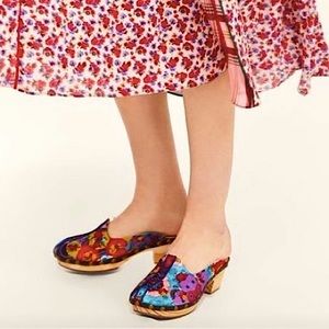 Zara Limited Edition Patchwork Wooden Clogs